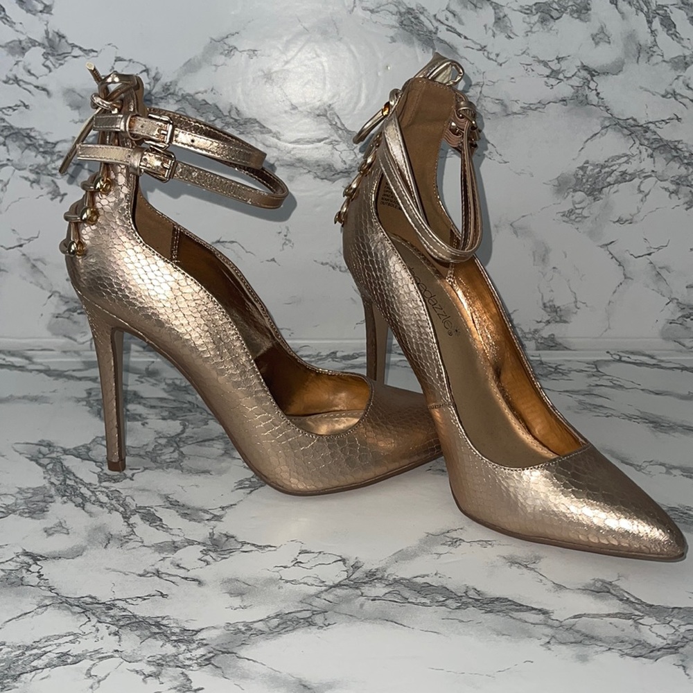 Rose gold 4” faux snake heels